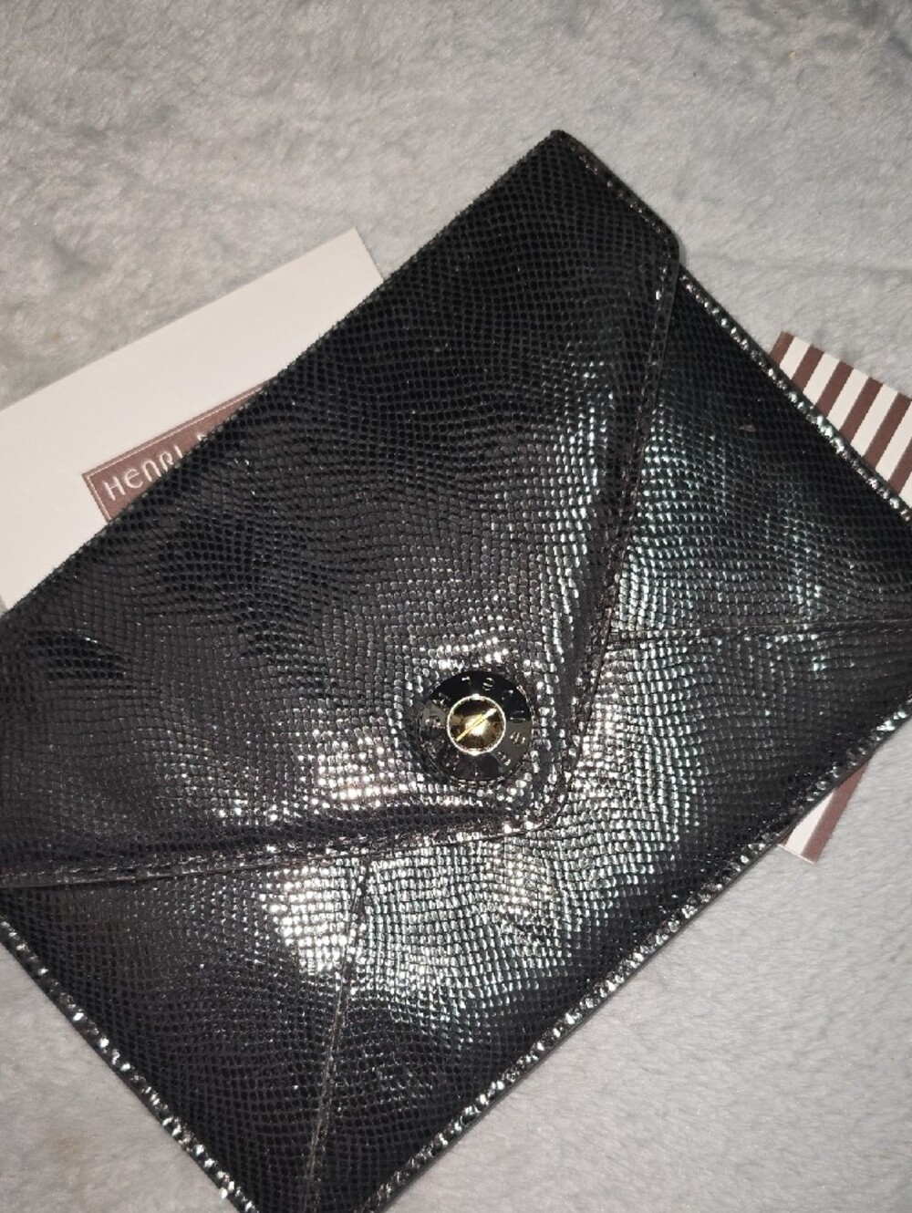 henri bendel Metallic Charcoal Envelope Card Holder - Picture 3 of 5